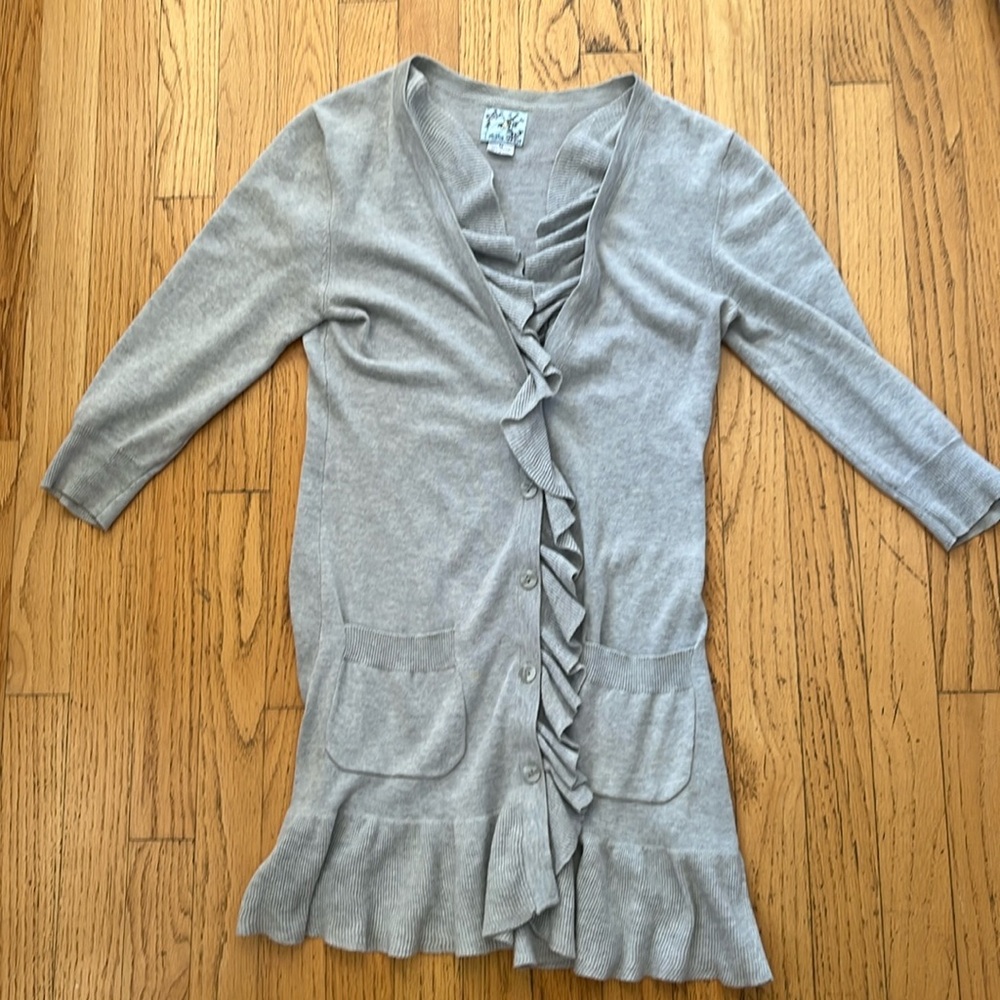 Anthropologie Tabitha light weight cotton ruffle cardigan sweater